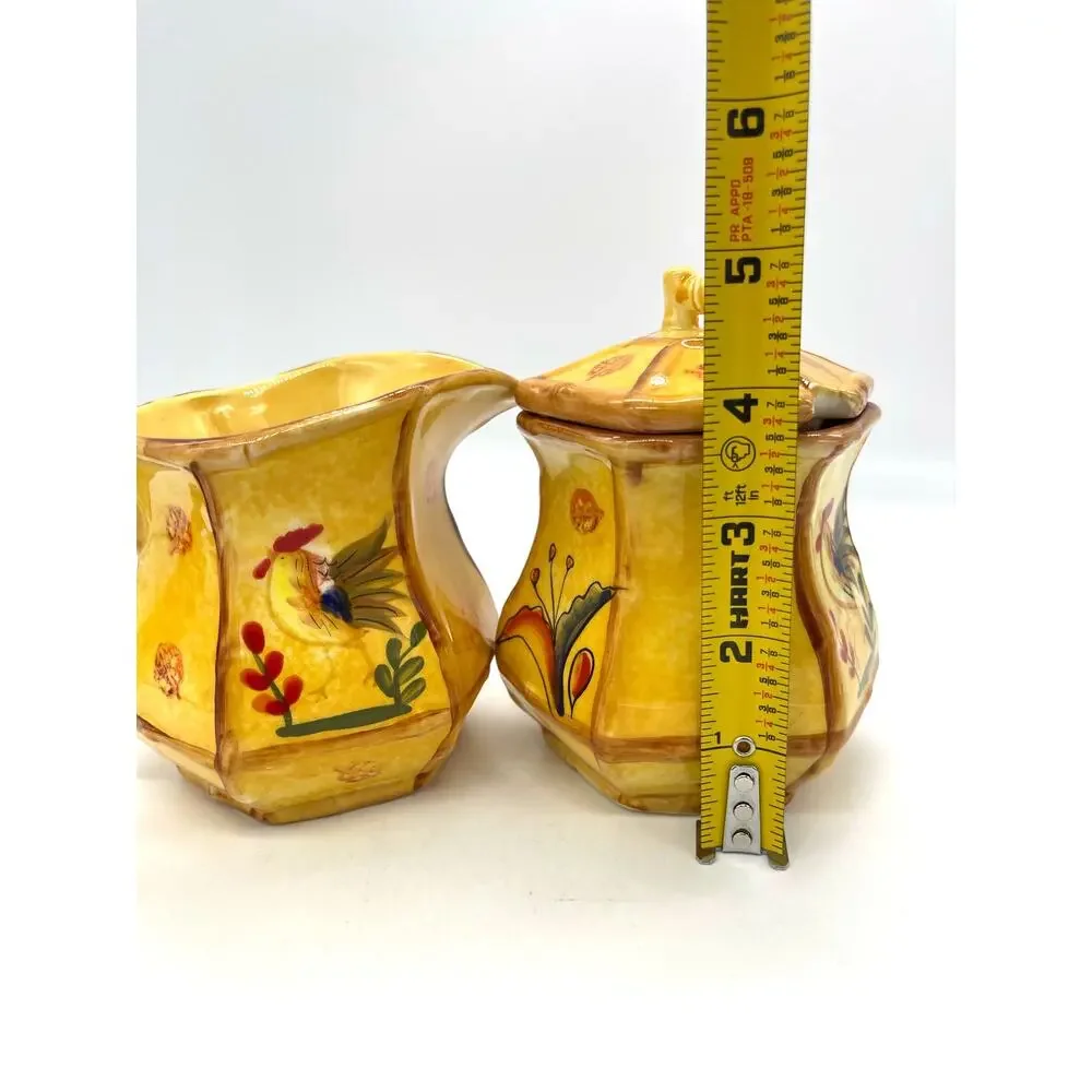 Bamboo Rooster Sugar & Creamer by ACK Hand Painted